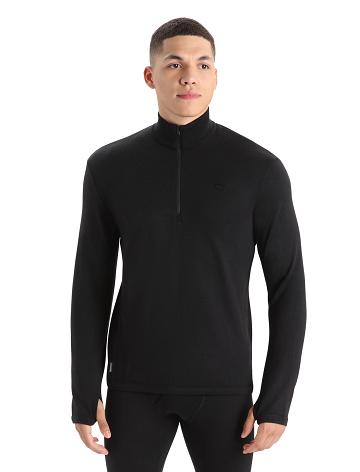 Pánské Mikiny S Kapucí Icebreaker Merino Original Long Sleeve Half Zip Černé | CZ 1675TCEV